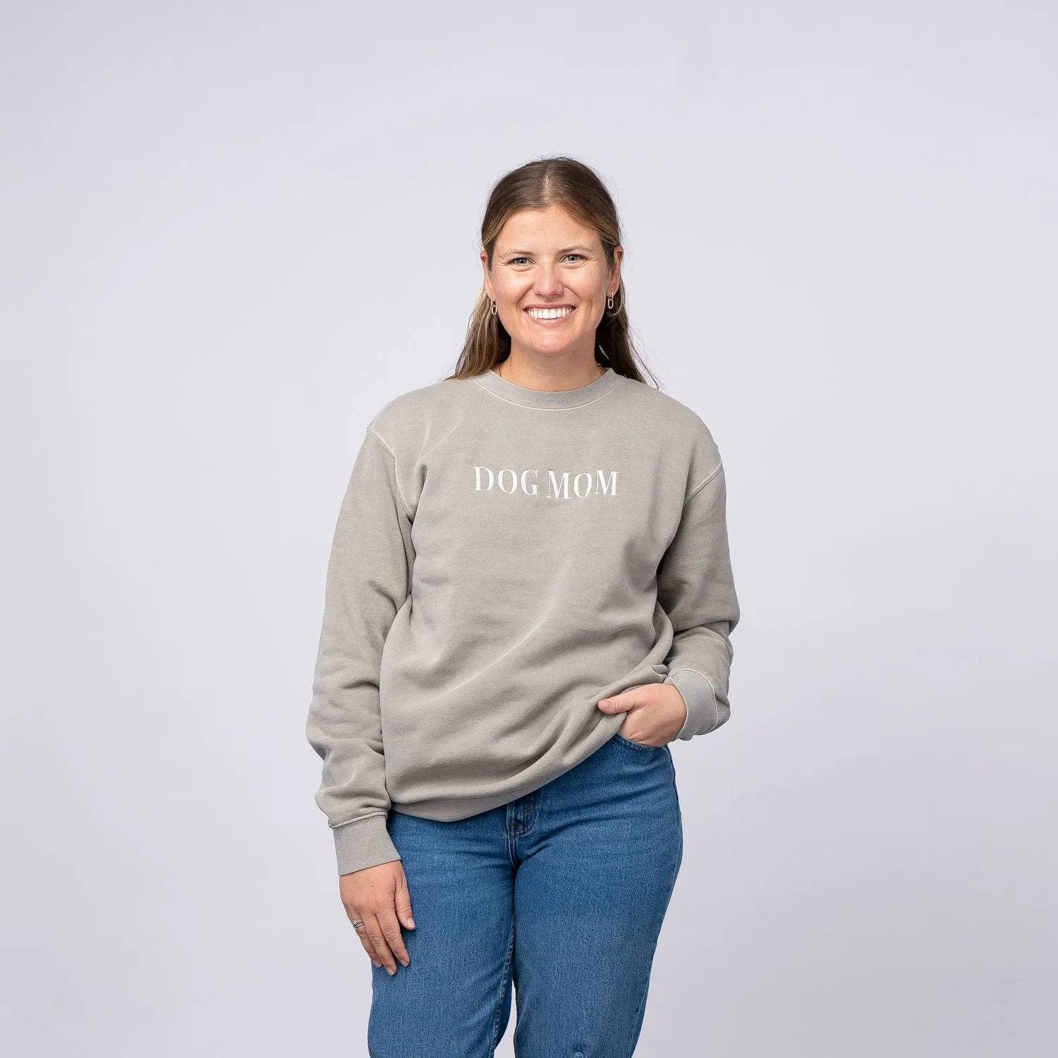 Dog Mom Embroidered Sweatshirt