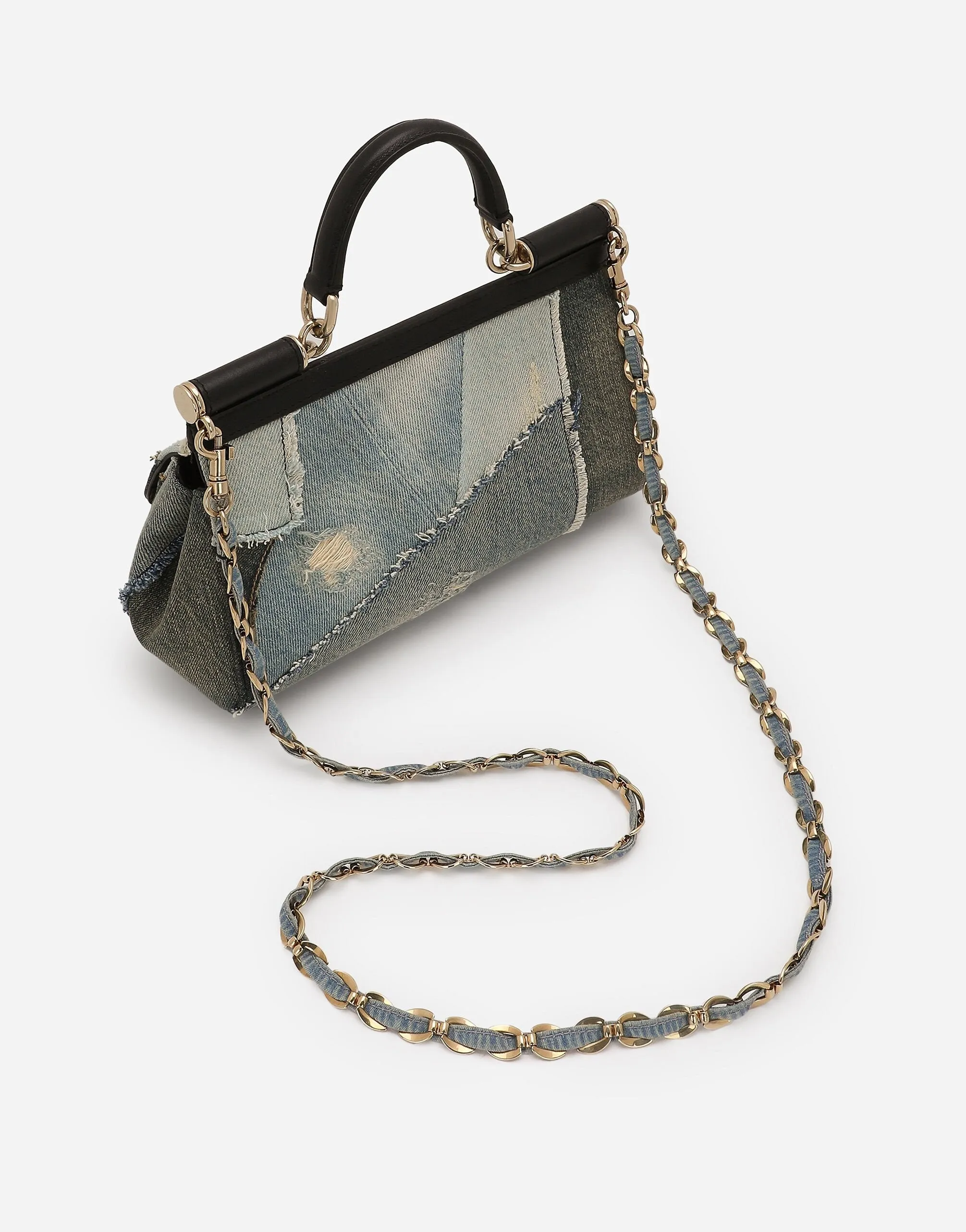 Dolce & Gabbana Elongated Medium Sicily Handbag in Denim Blue