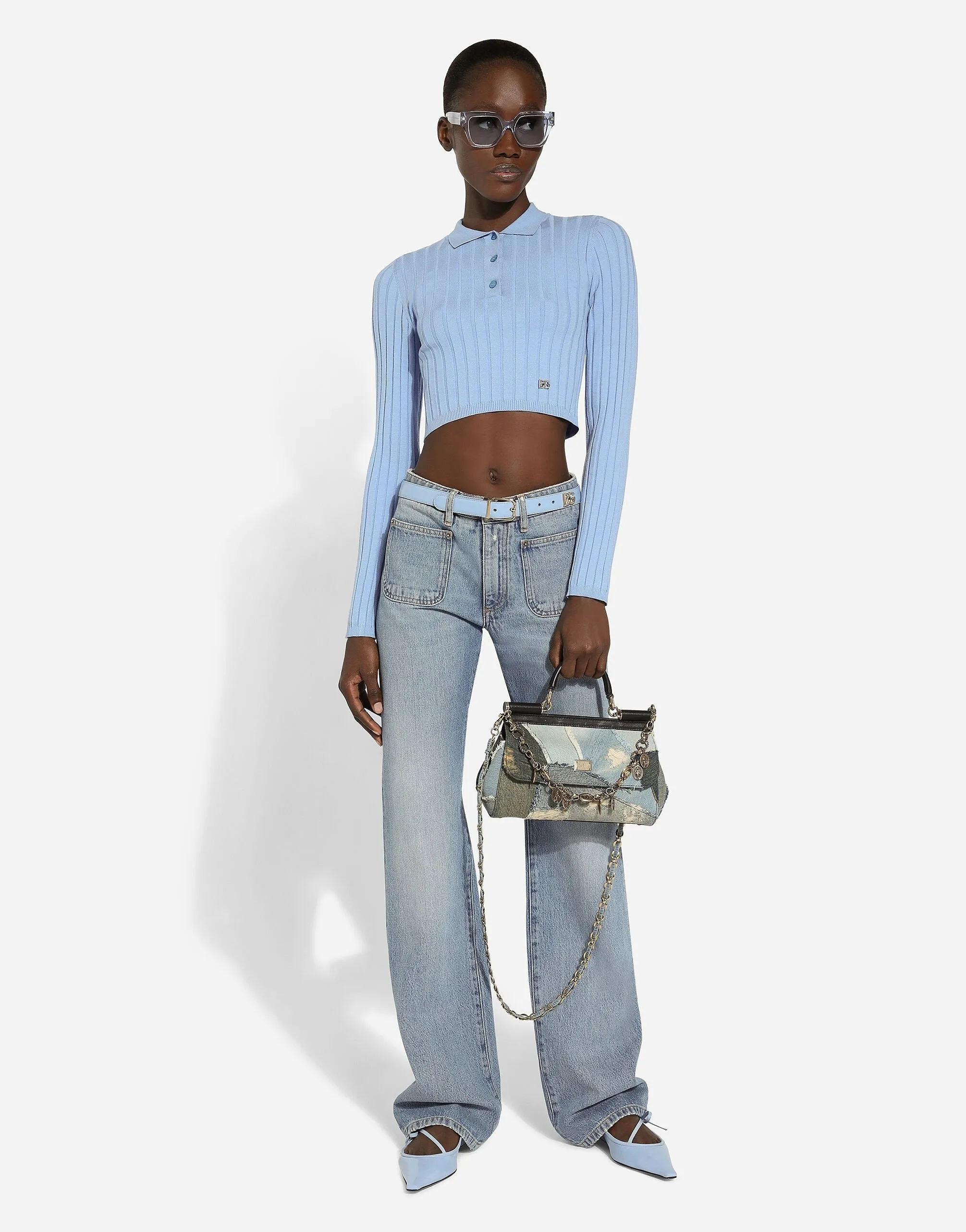 Dolce & Gabbana Elongated Medium Sicily Handbag in Denim Blue