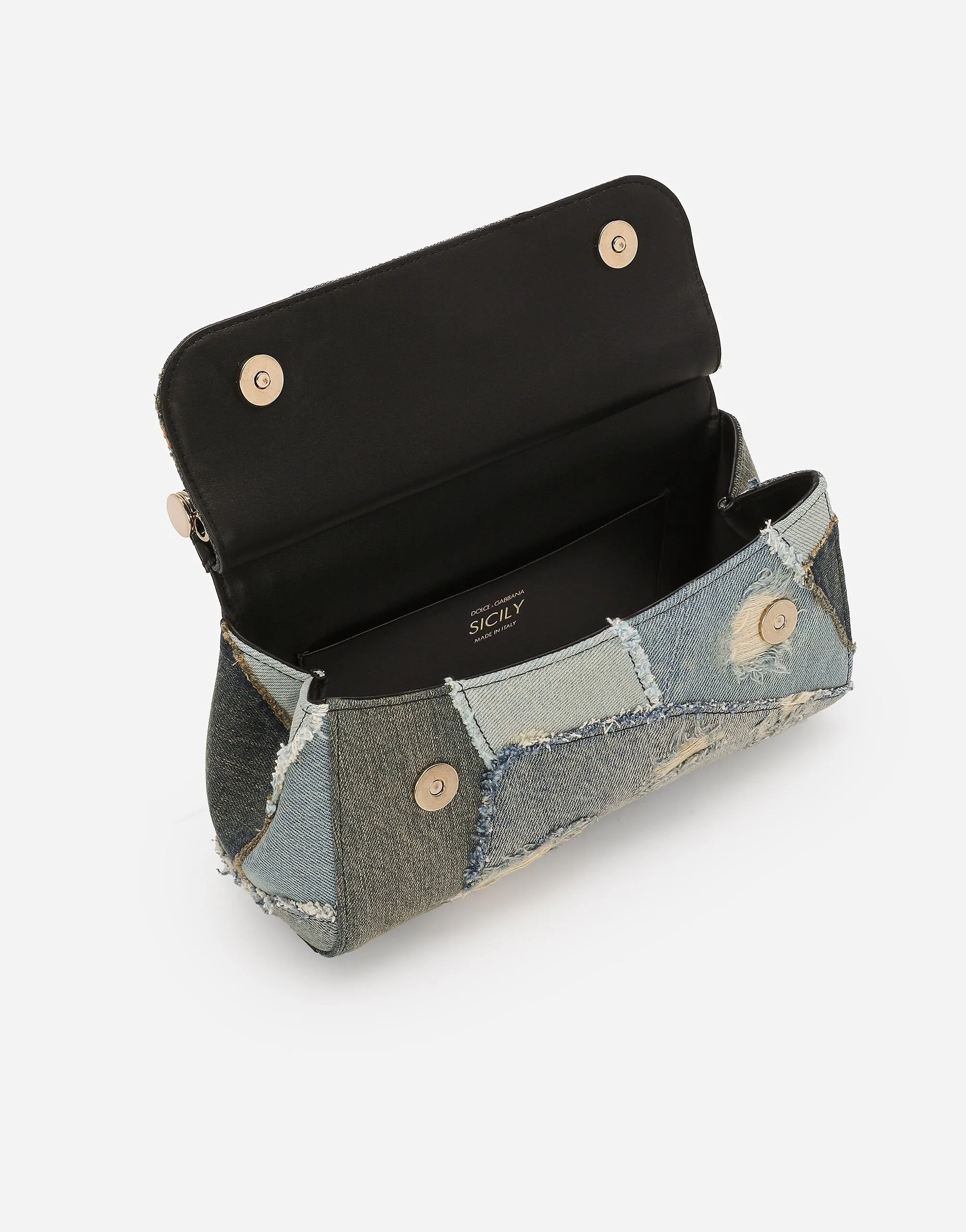 Dolce & Gabbana Elongated Medium Sicily Handbag in Denim Blue