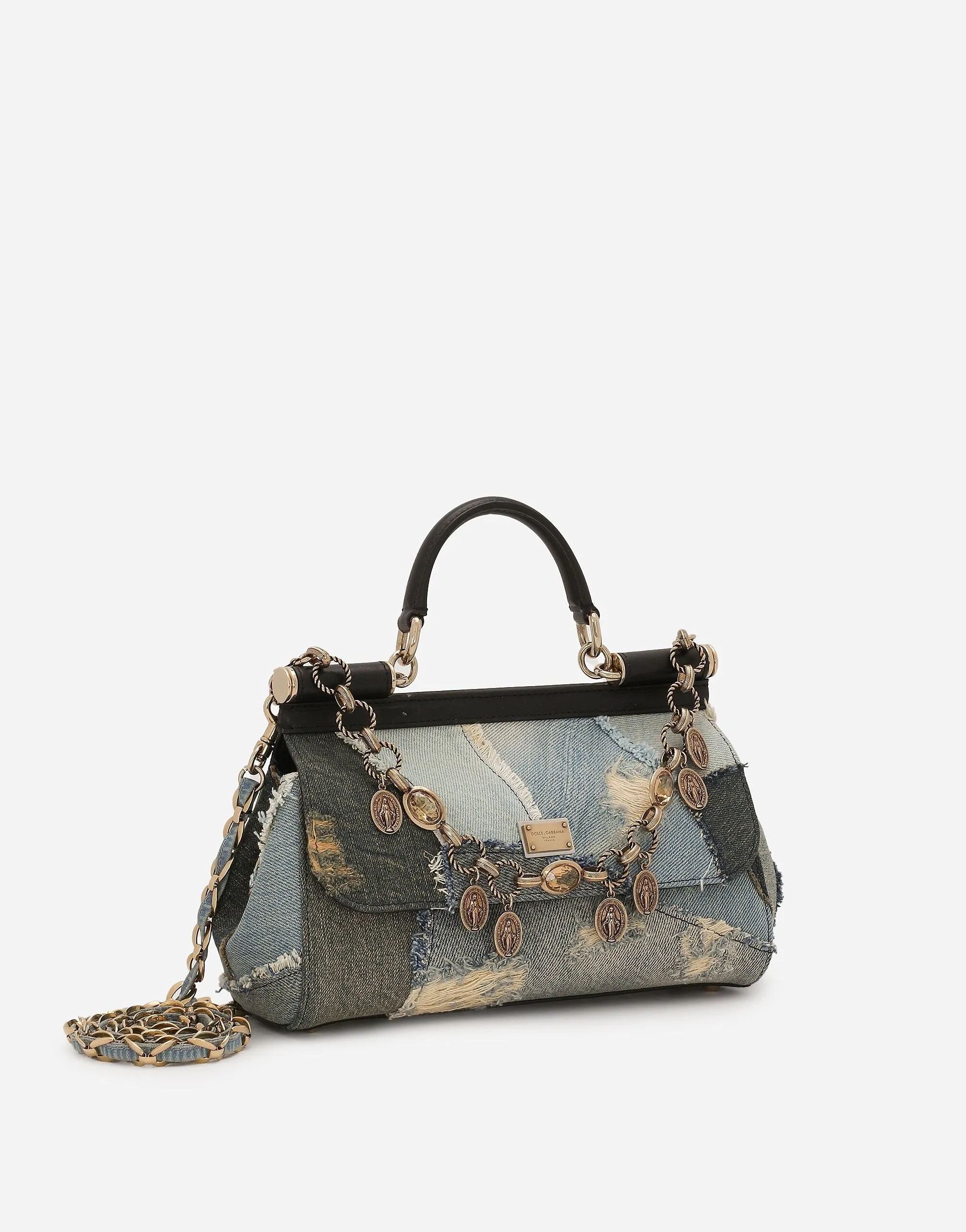 Dolce & Gabbana Elongated Medium Sicily Handbag in Denim Blue