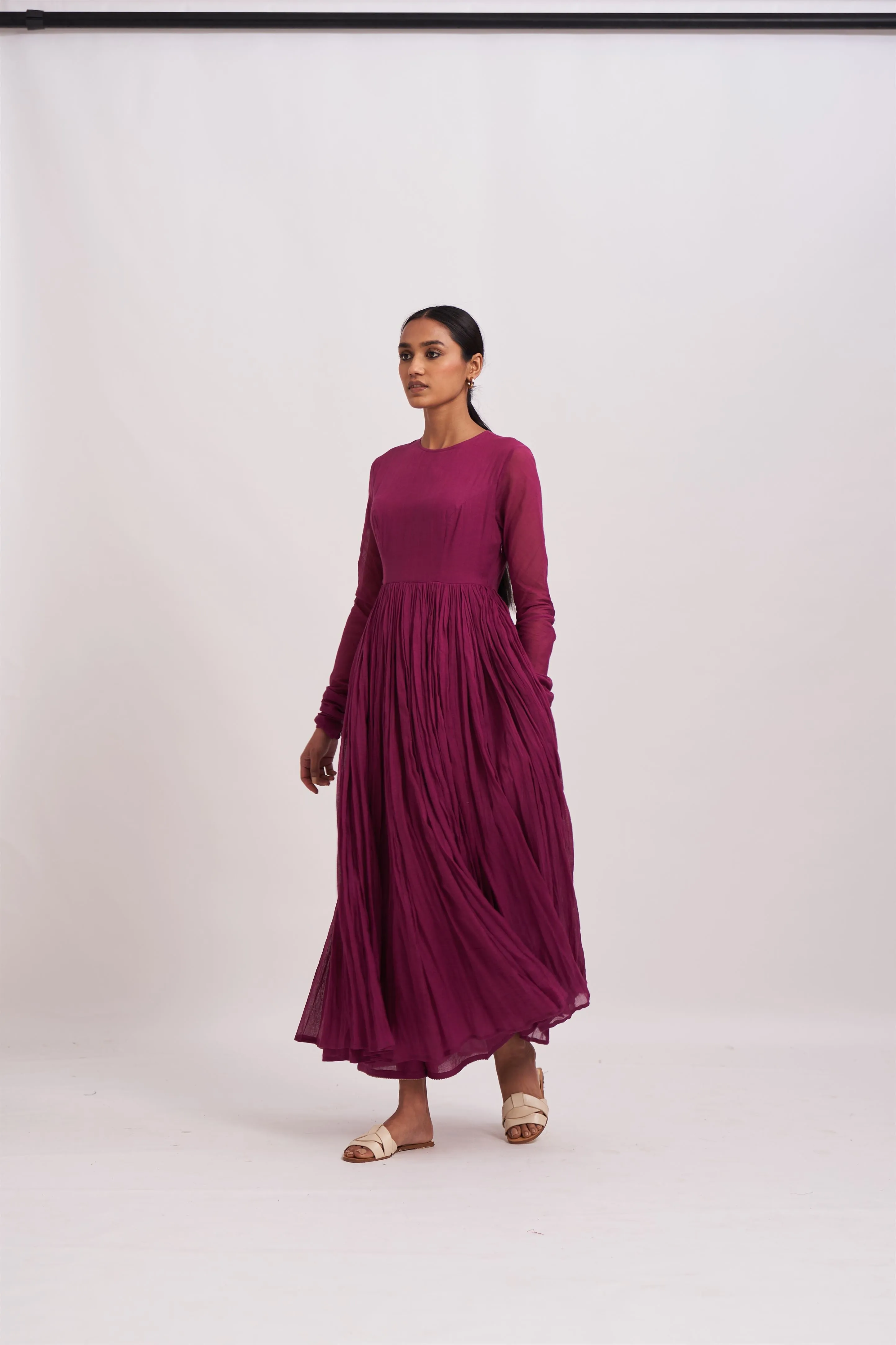 Dot   I   Ghoomar Anarkali Muscat - Set  Cotton  Anarkali with Cotton Pants  Mulberry  SS24-G-1