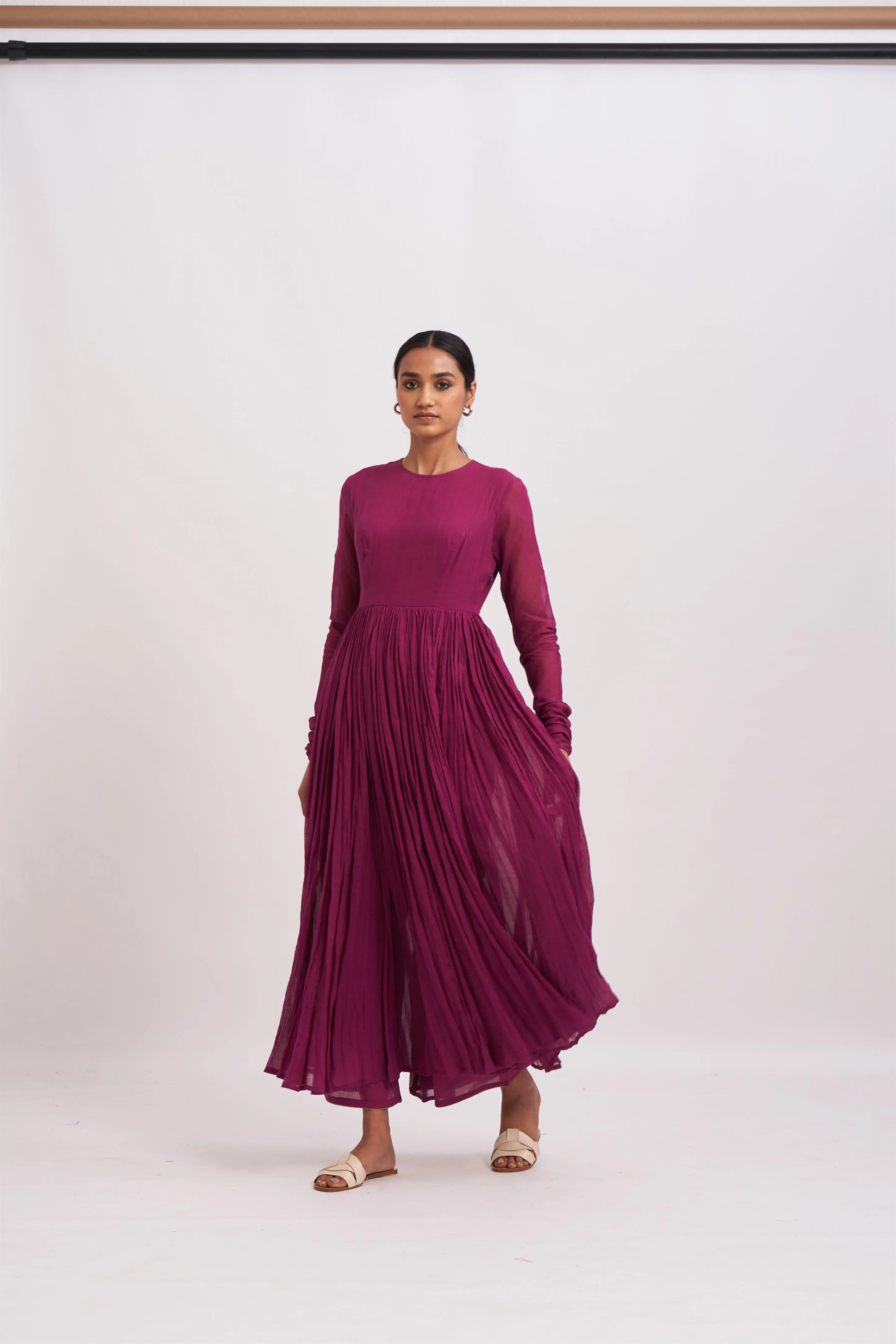 Dot   I   Ghoomar Anarkali Muscat - Set  Cotton  Anarkali with Cotton Pants  Mulberry  SS24-G-1