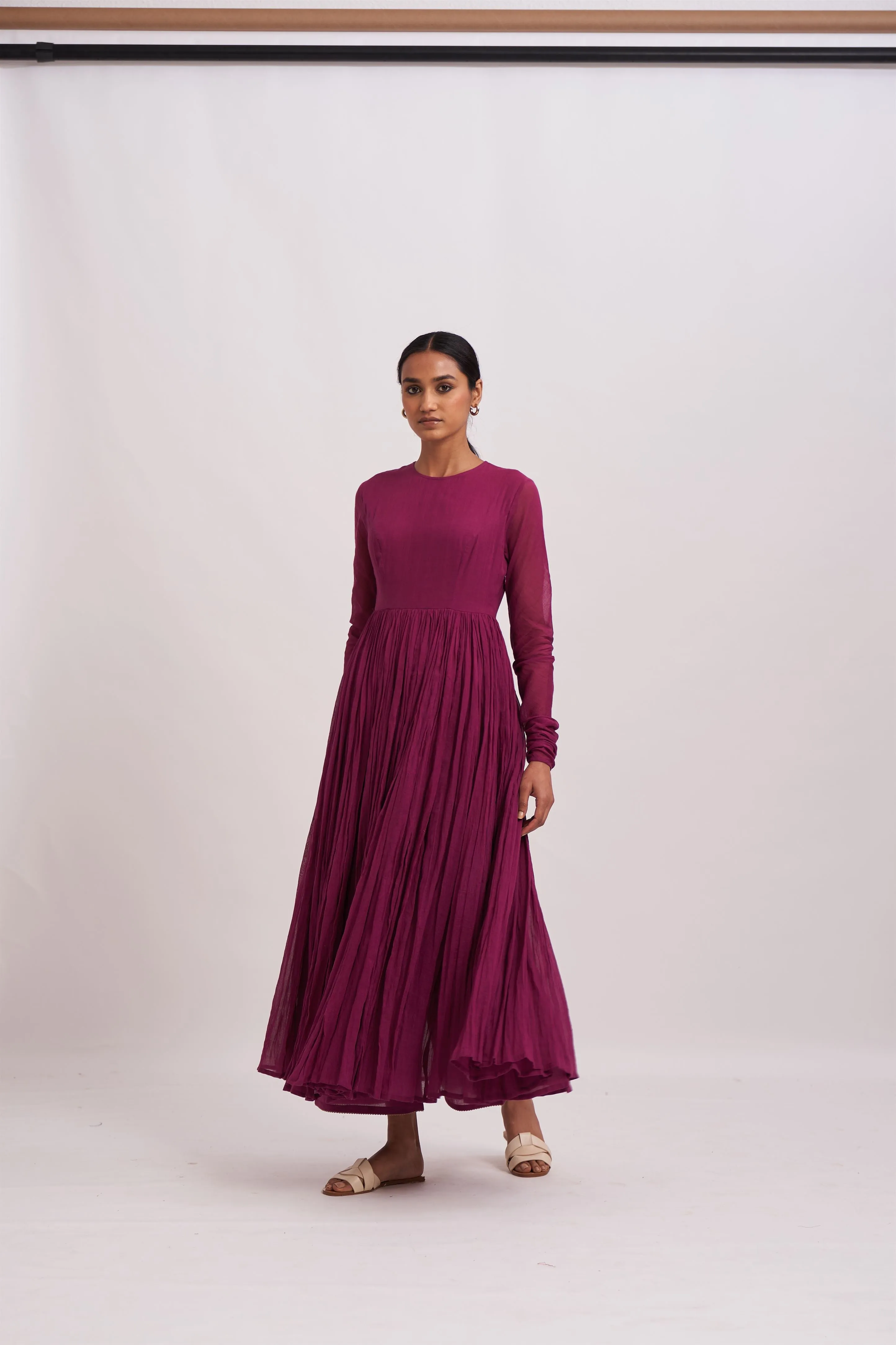 Dot   I   Ghoomar Anarkali Muscat - Set  Cotton  Anarkali with Cotton Pants  Mulberry  SS24-G-1