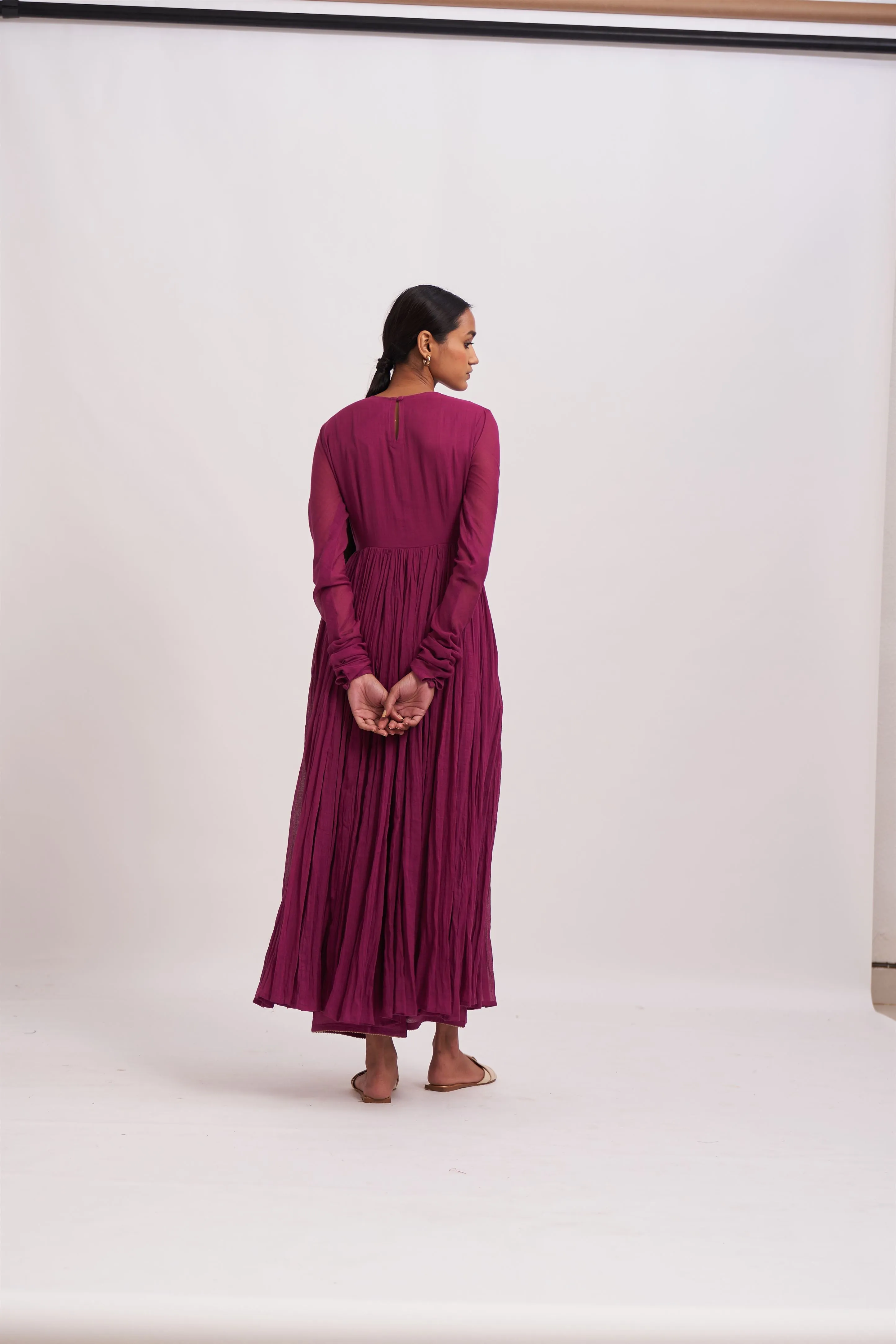 Dot   I   Ghoomar Anarkali Muscat - Set  Cotton  Anarkali with Cotton Pants  Mulberry  SS24-G-1
