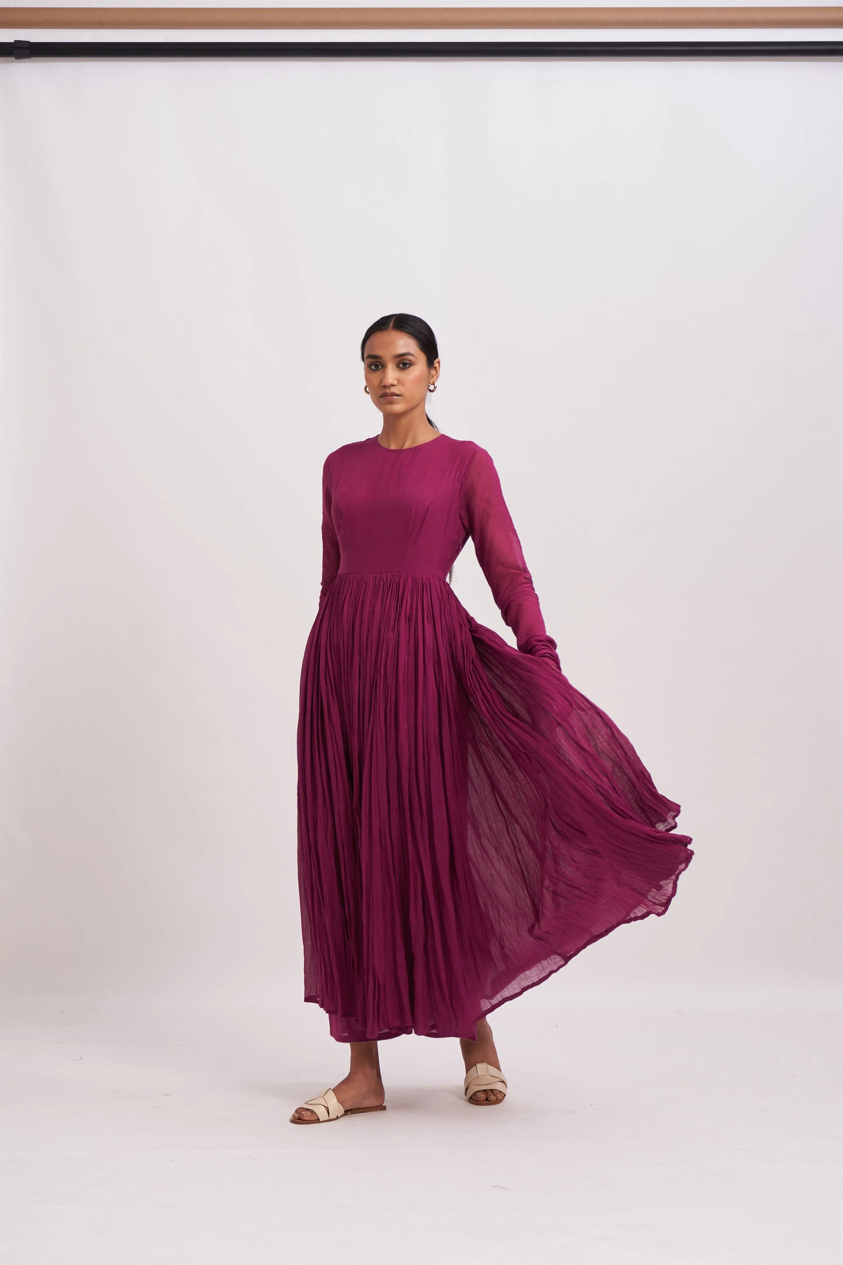 Dot   I   Ghoomar Anarkali Muscat - Set  Cotton  Anarkali with Cotton Pants  Mulberry  SS24-G-1