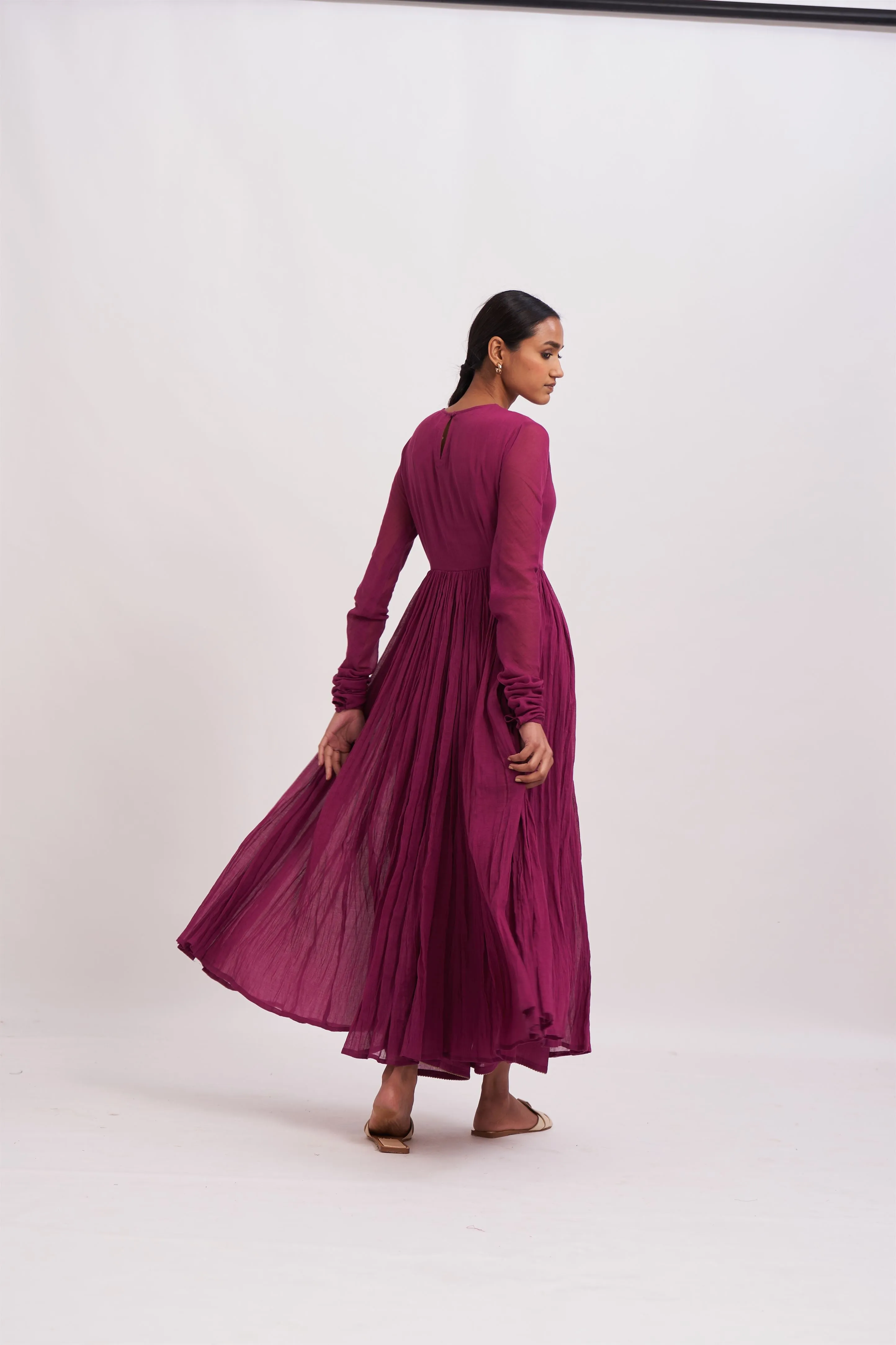 Dot   I   Ghoomar Anarkali Muscat - Set  Cotton  Anarkali with Cotton Pants  Mulberry  SS24-G-1