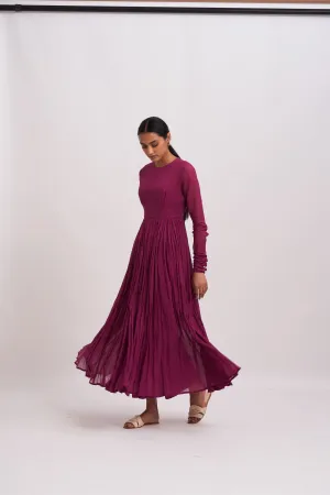Dot   I   Ghoomar Anarkali Muscat - Set  Cotton  Anarkali with Cotton Pants  Mulberry  SS24-G-1