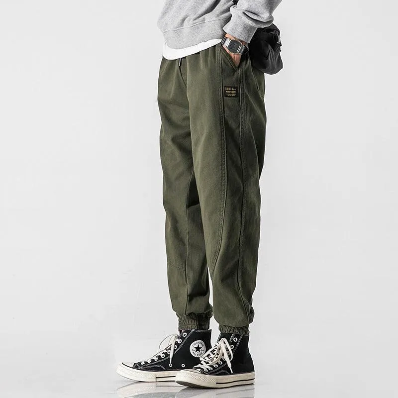 Drawstring Elastic Waist Beam Pants