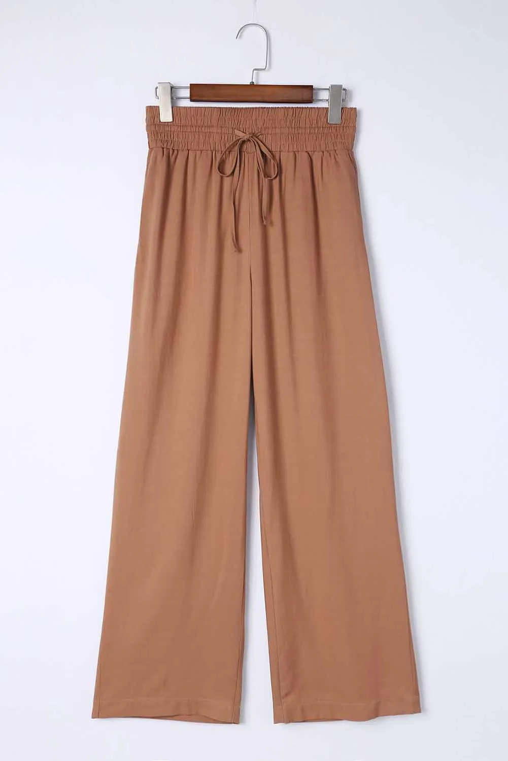 Drawstring Elastic Waist Casual Wide Leg Pants