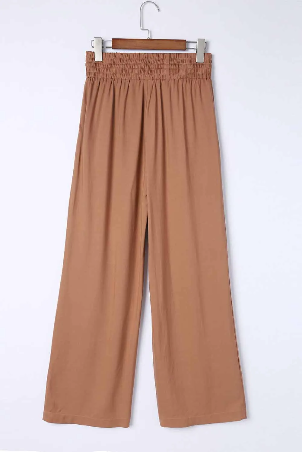 Drawstring Elastic Waist Casual Wide Leg Pants