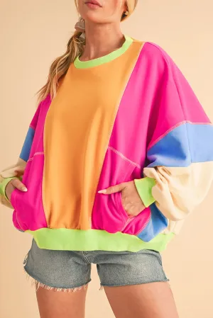 Dylen Colorblock Patchwork Drop Shoulder Top