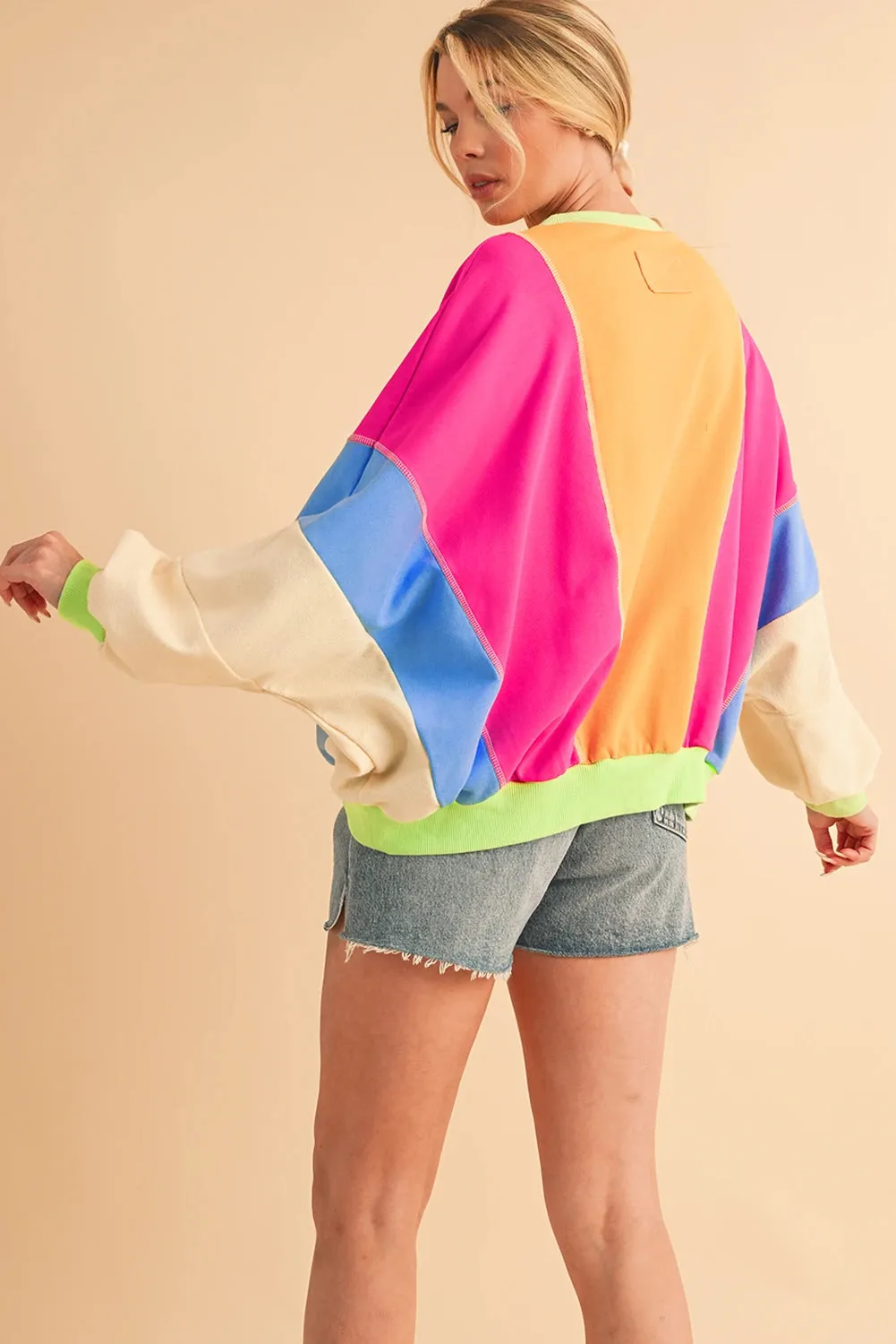 Dylen Colorblock Patchwork Drop Shoulder Top