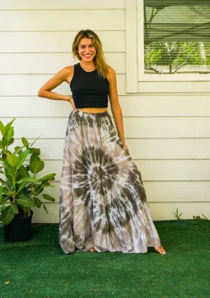 Earthy Spiral Hand Dyed Tiered Maxi Skirt