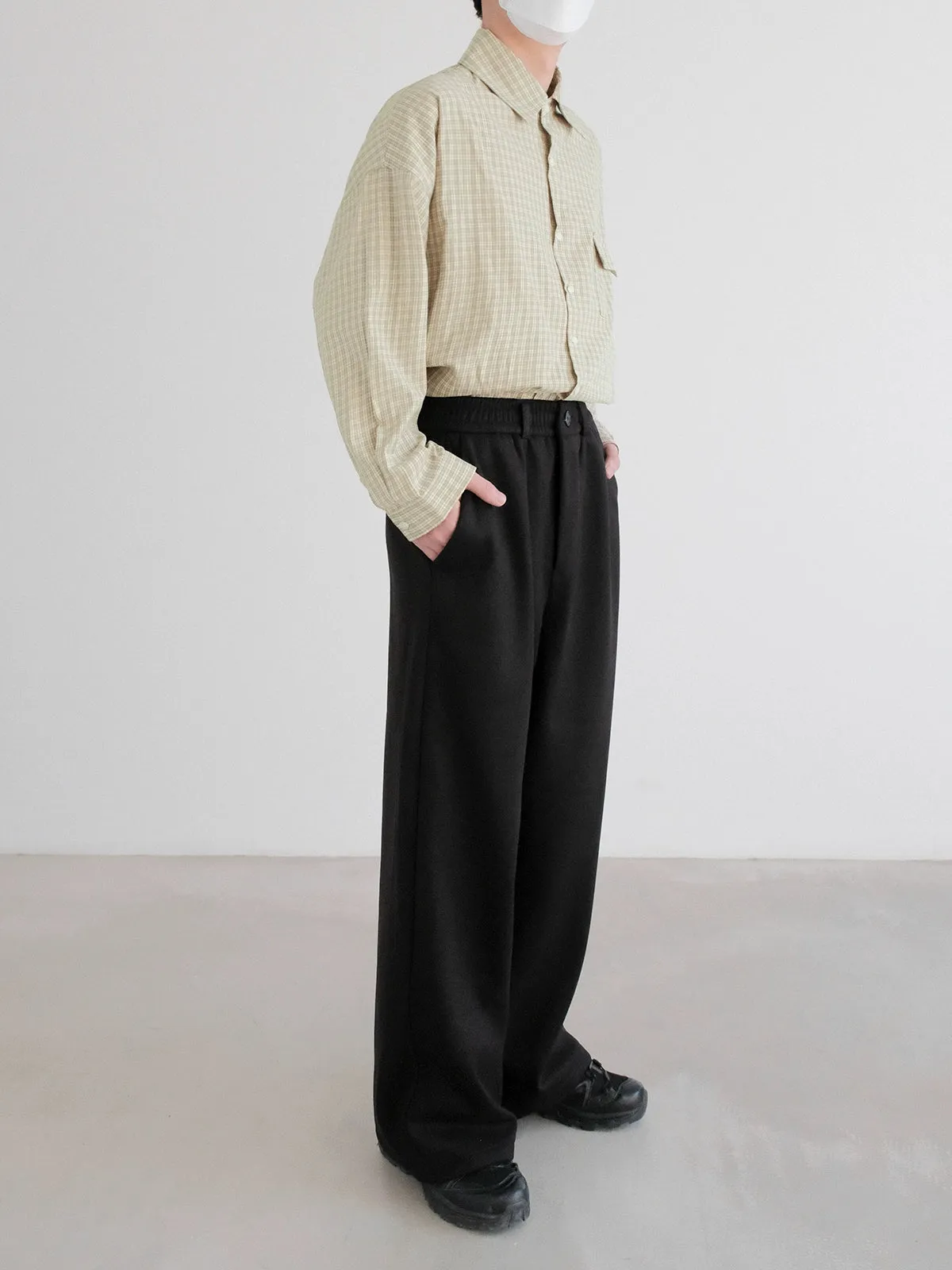 Elastic Waist Casual Velvet Pants