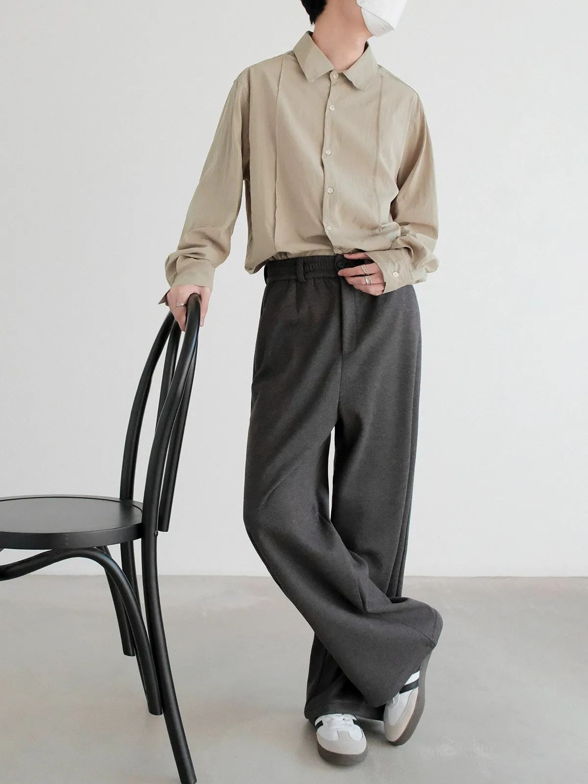 Elastic Waist Casual Velvet Pants