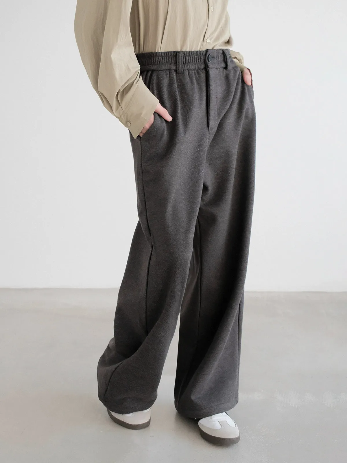 Elastic Waist Casual Velvet Pants