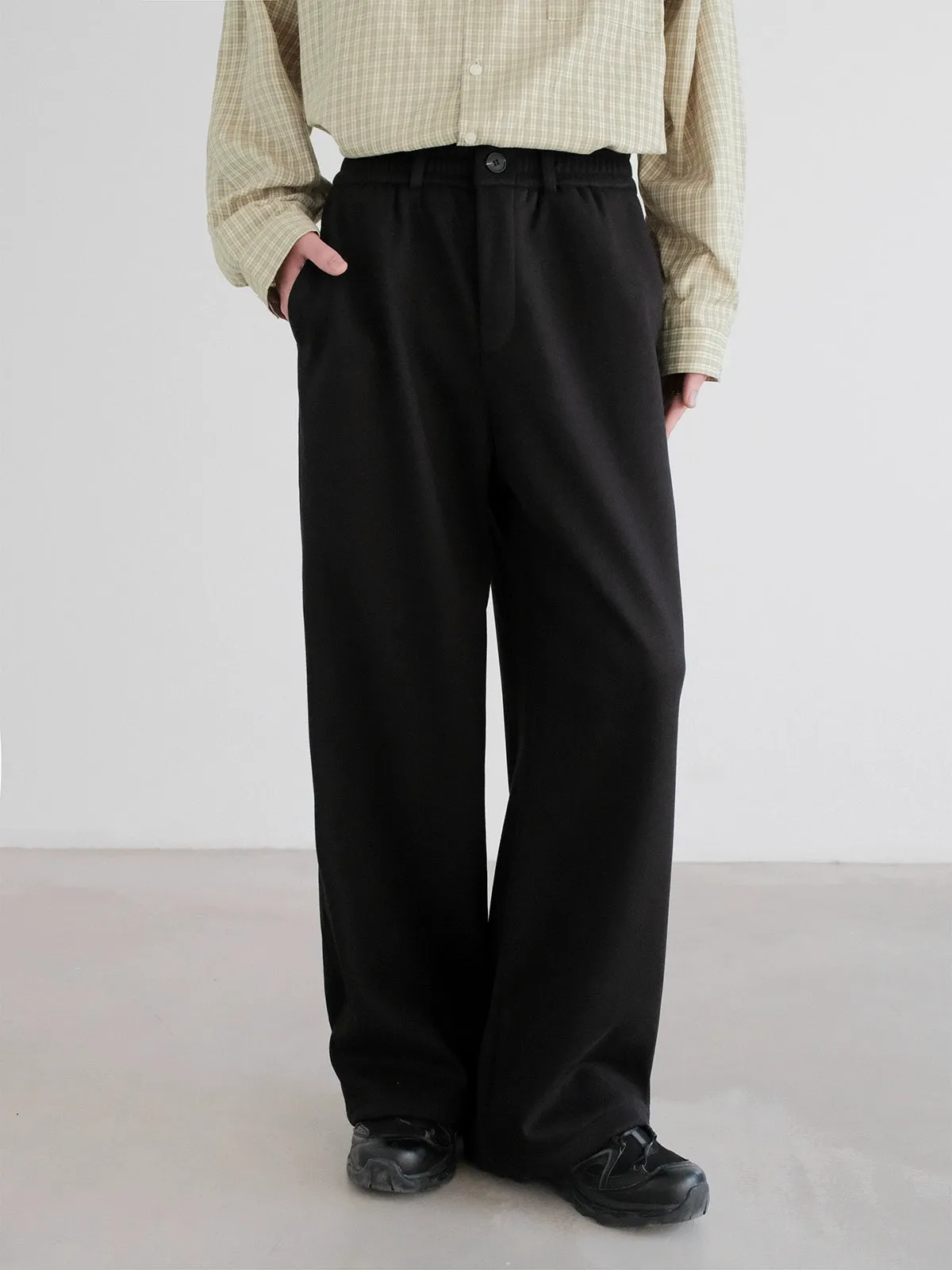 Elastic Waist Casual Velvet Pants