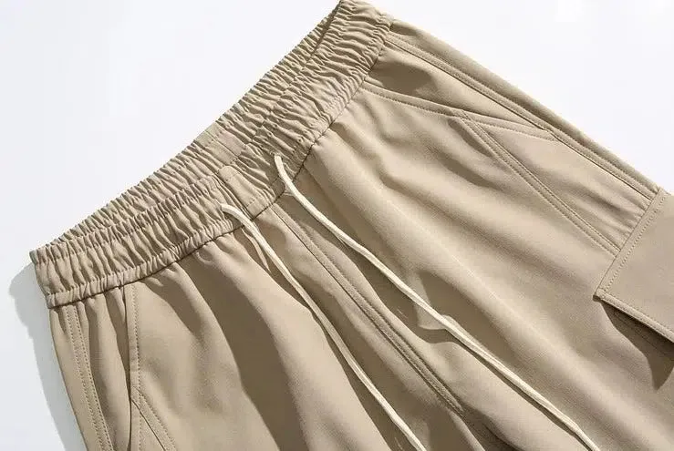 Elastic Waist Drawstring Cargo Pants