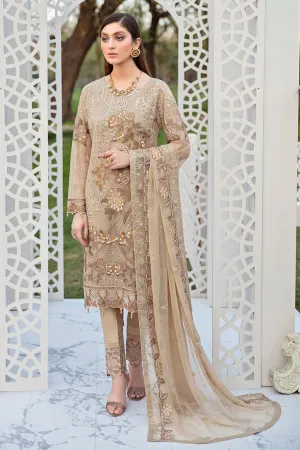 Elegant Party Wear Dress Pakistani in Skin Shade #PF385