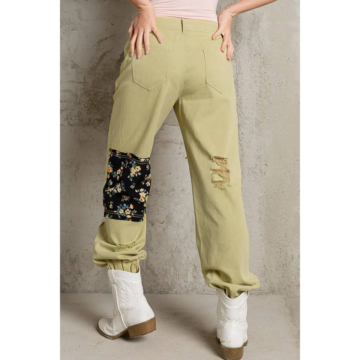 Embroidered Patchwork detail Jogger Pants/Stuffology Boutique