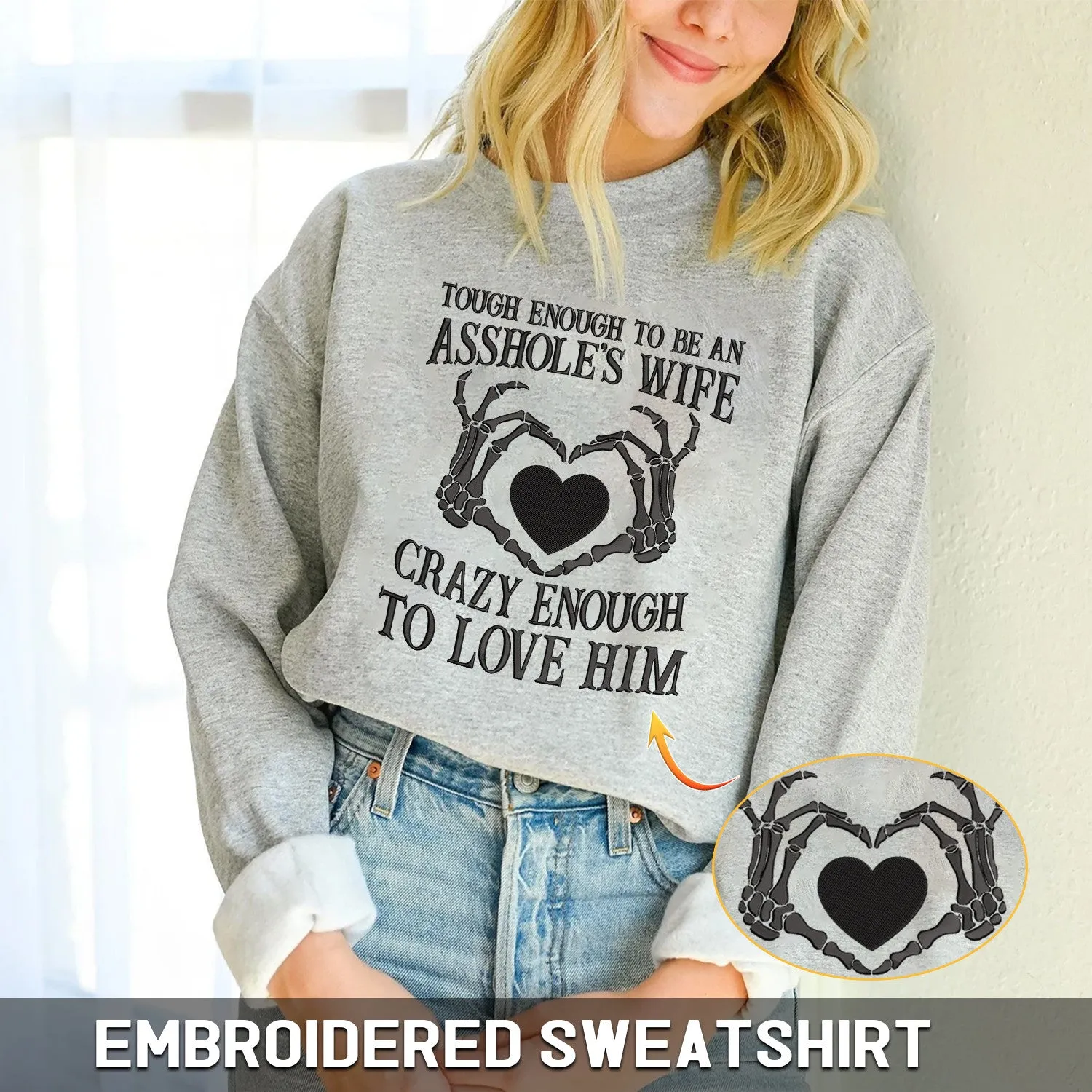 Embroidered Sweatshirt Hoodie - Love Husband