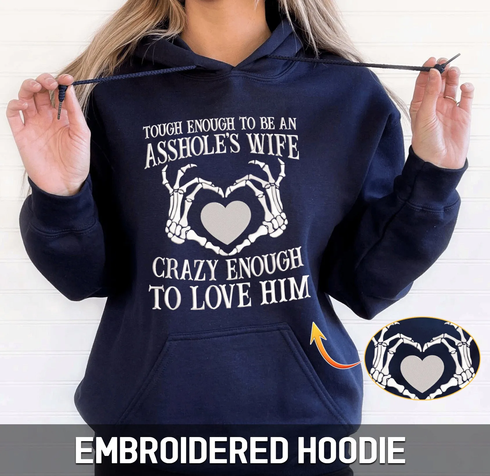 Embroidered Sweatshirt Hoodie - Love Husband