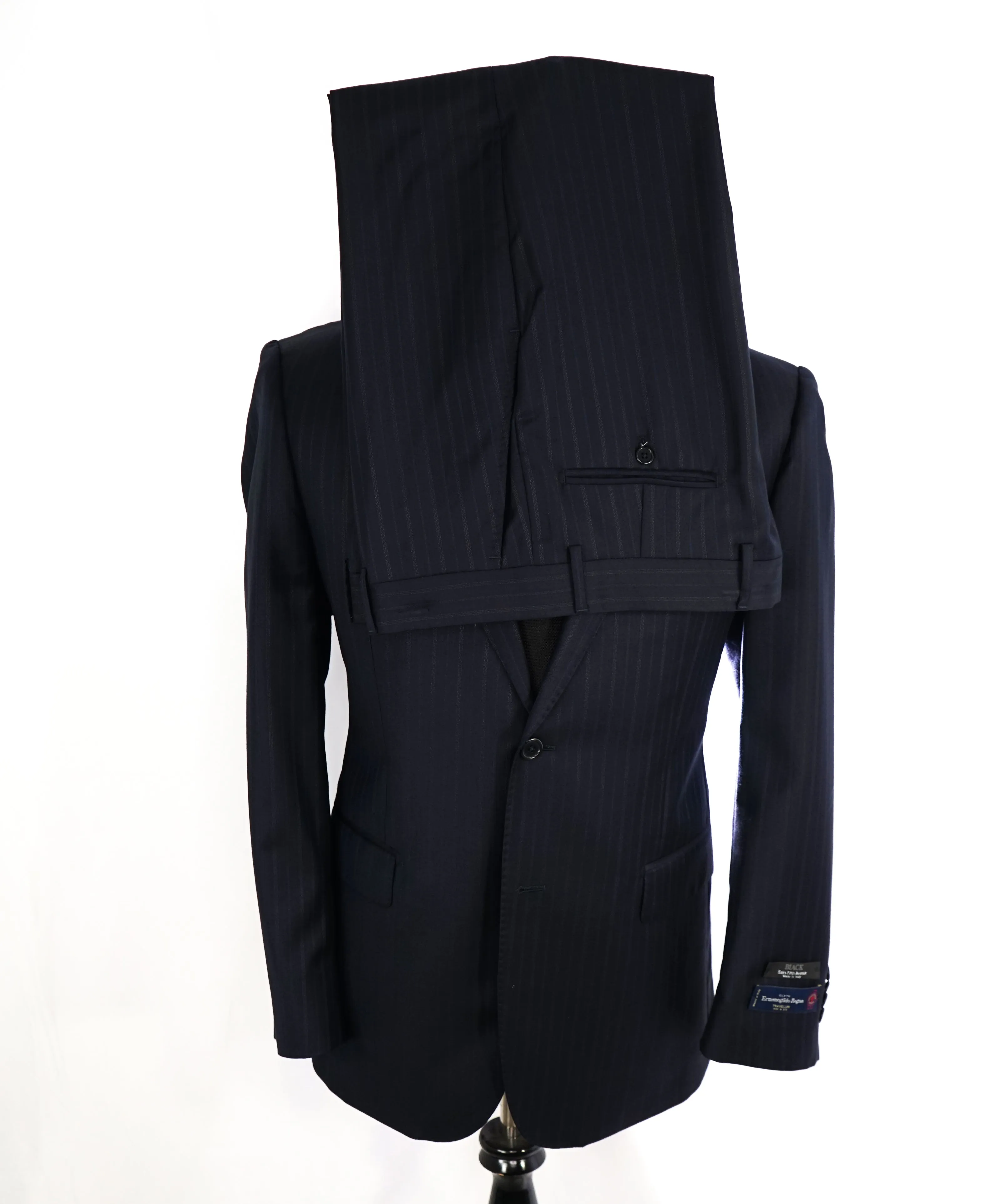 ERMENEGILDO ZEGNA - By SAKS FIFTH AVENUE "Classic" SILK Blue Stripe Suit - 42R
