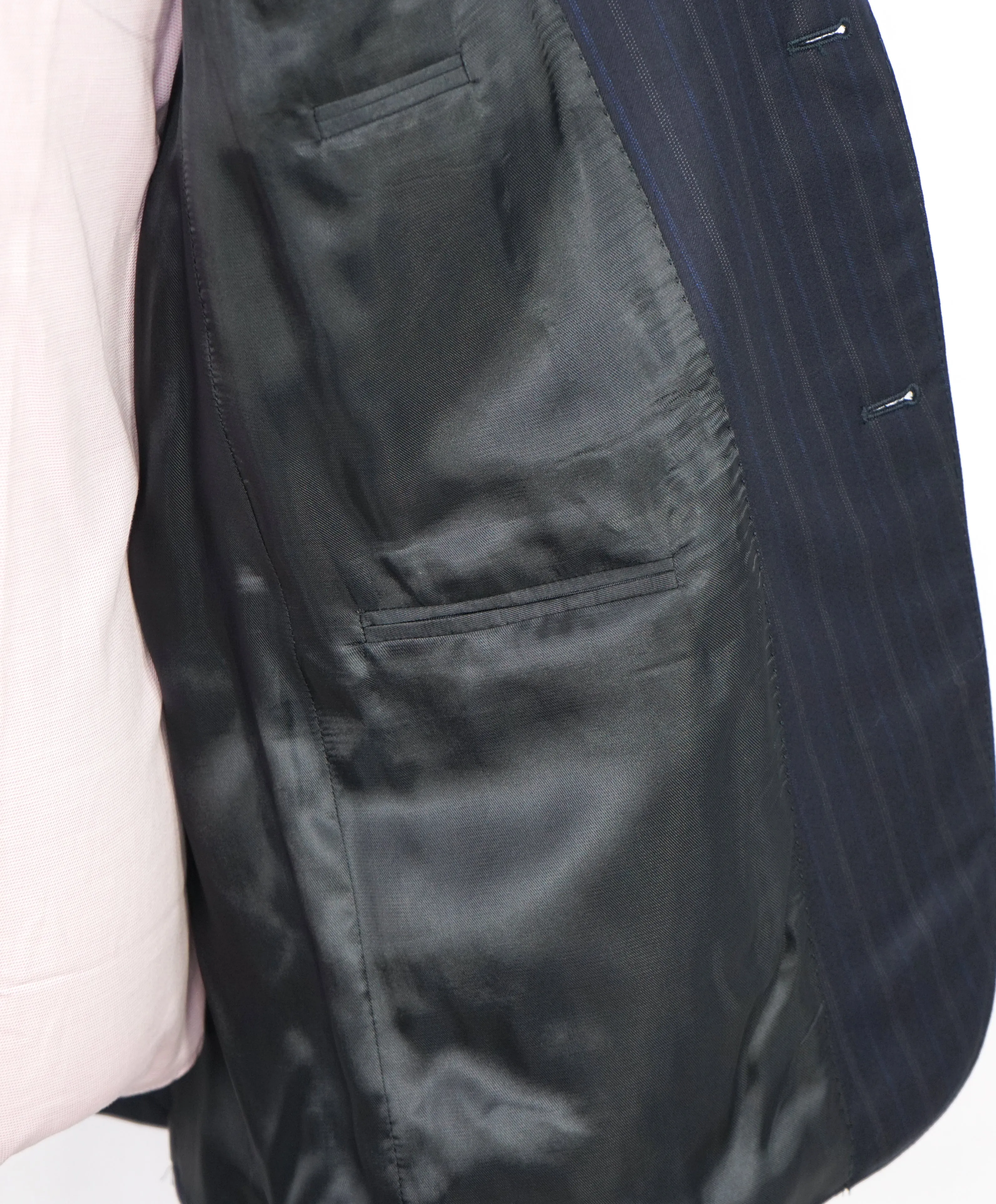ERMENEGILDO ZEGNA - By SAKS FIFTH AVENUE "Classic" SILK Blue Stripe Suit - 42R