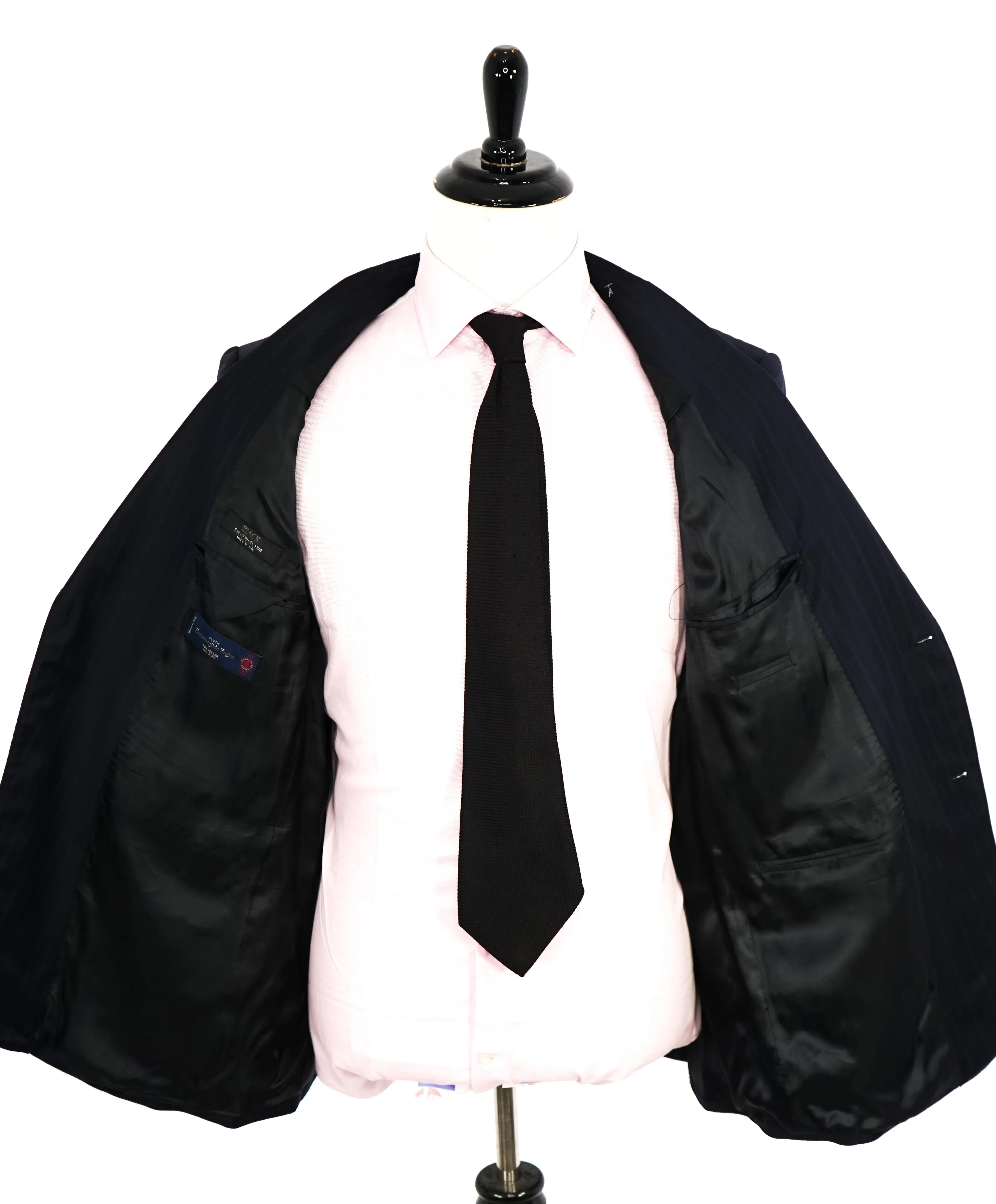 ERMENEGILDO ZEGNA - By SAKS FIFTH AVENUE "Classic" SILK Blue Stripe Suit - 42R