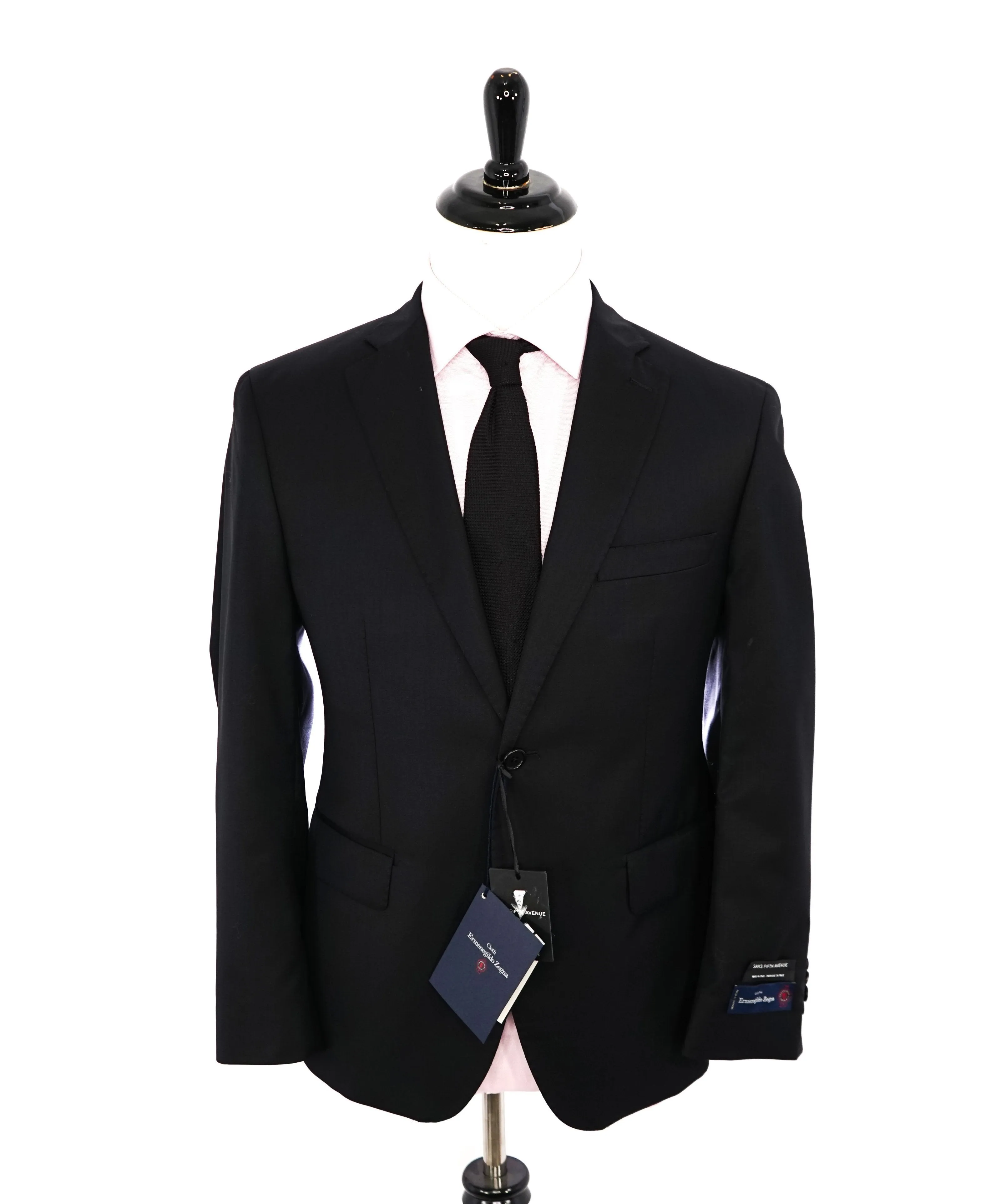 ERMENEGILDO ZEGNA - By SAKS FIFTH AVENUE SILK BLEND "Classic" Black Suit - 46R