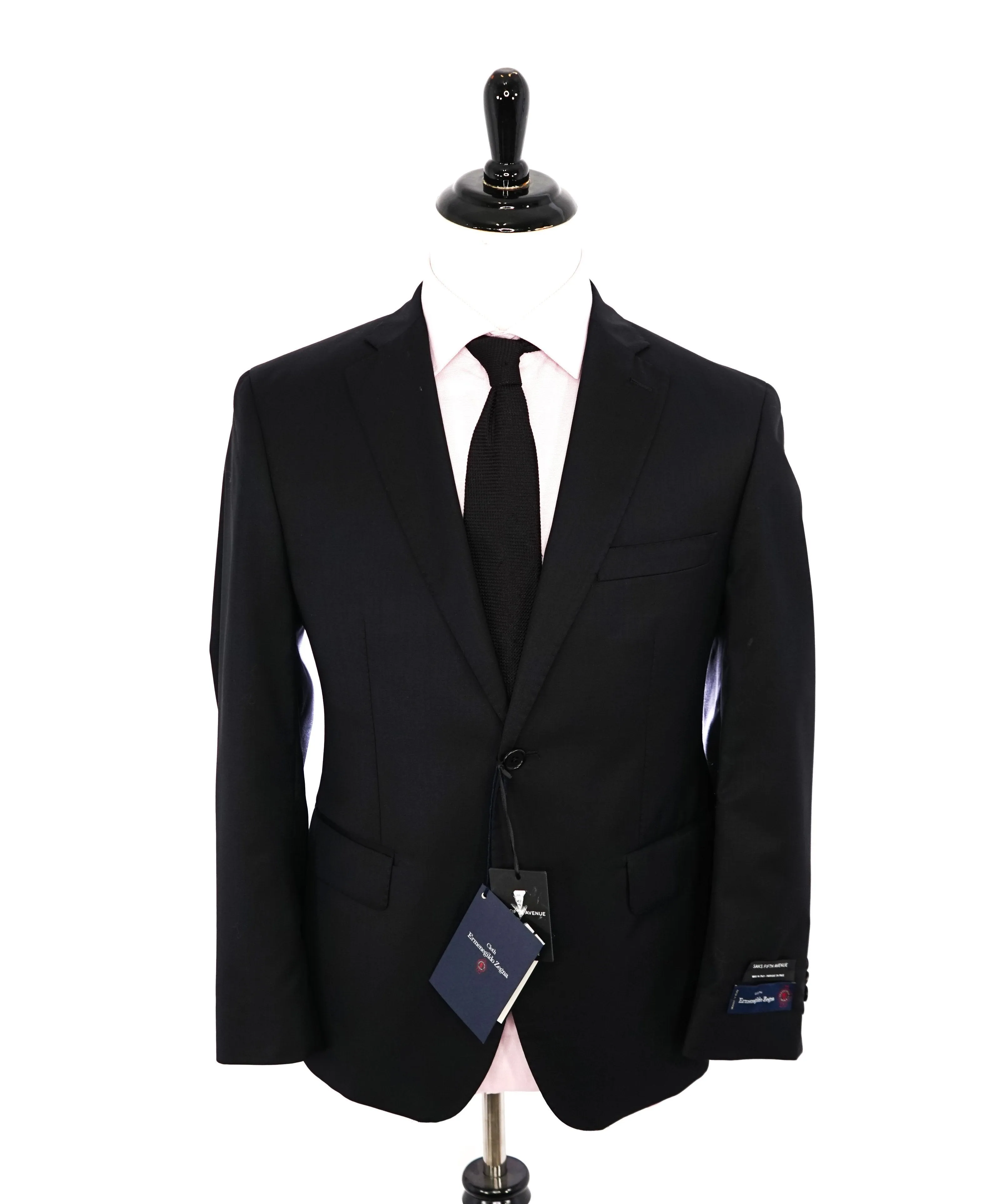 ERMENEGILDO ZEGNA - By SAKS FIFTH AVENUE SILK "Classic" Black Suit - 38R