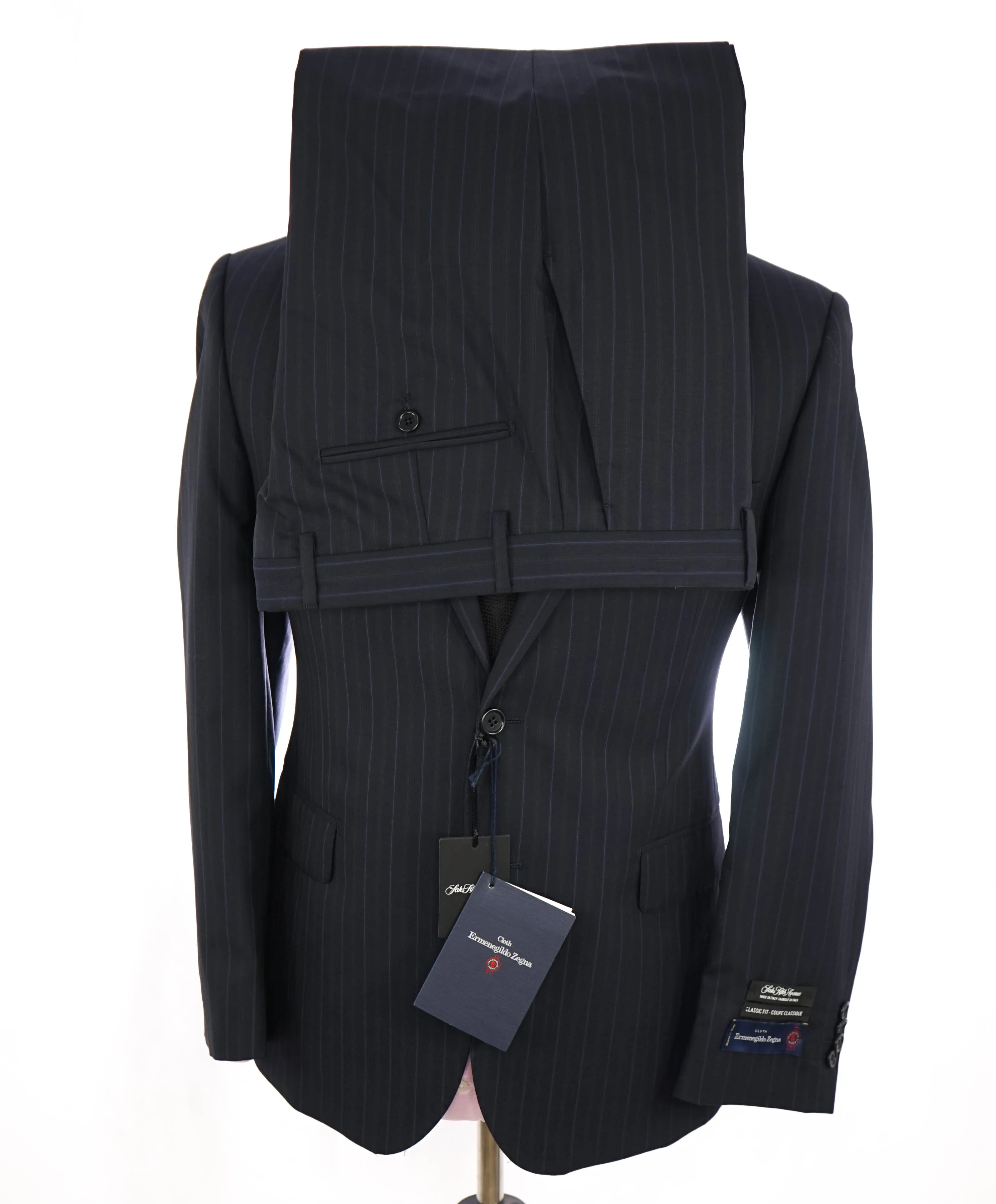 ERMENEGILDO ZEGNA - "CLASSIC" SAKS FIFTH AVENUE Blue Tonal Stripe Suit - 40S
