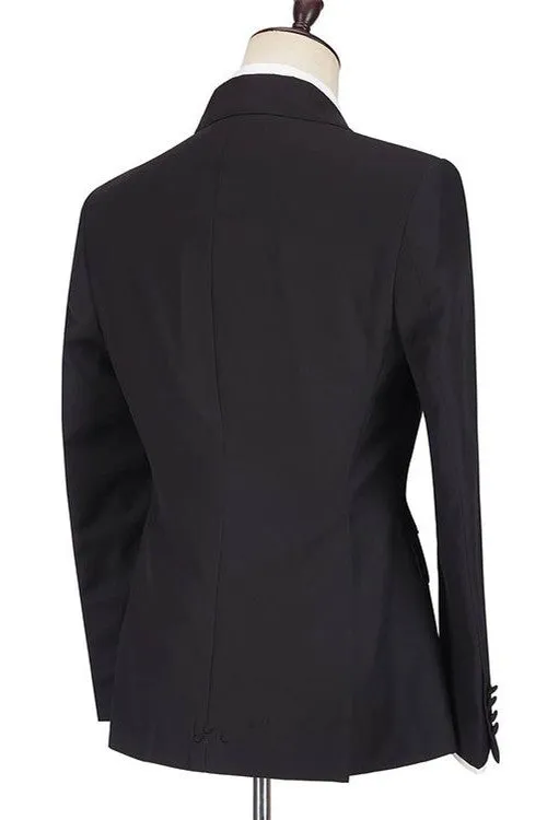 Fashion Black Peaked Lapel Slim Fit Men Marriage Suits