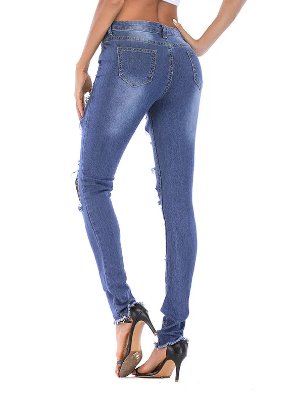 Fashion Lace Women's Denim Trousers