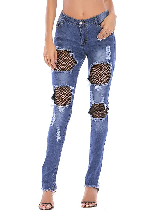 Fashion Lace Women's Denim Trousers