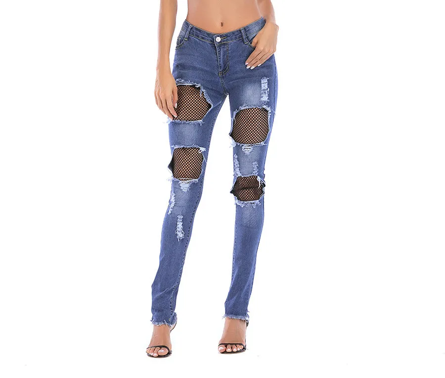Fashion Lace Women's Denim Trousers