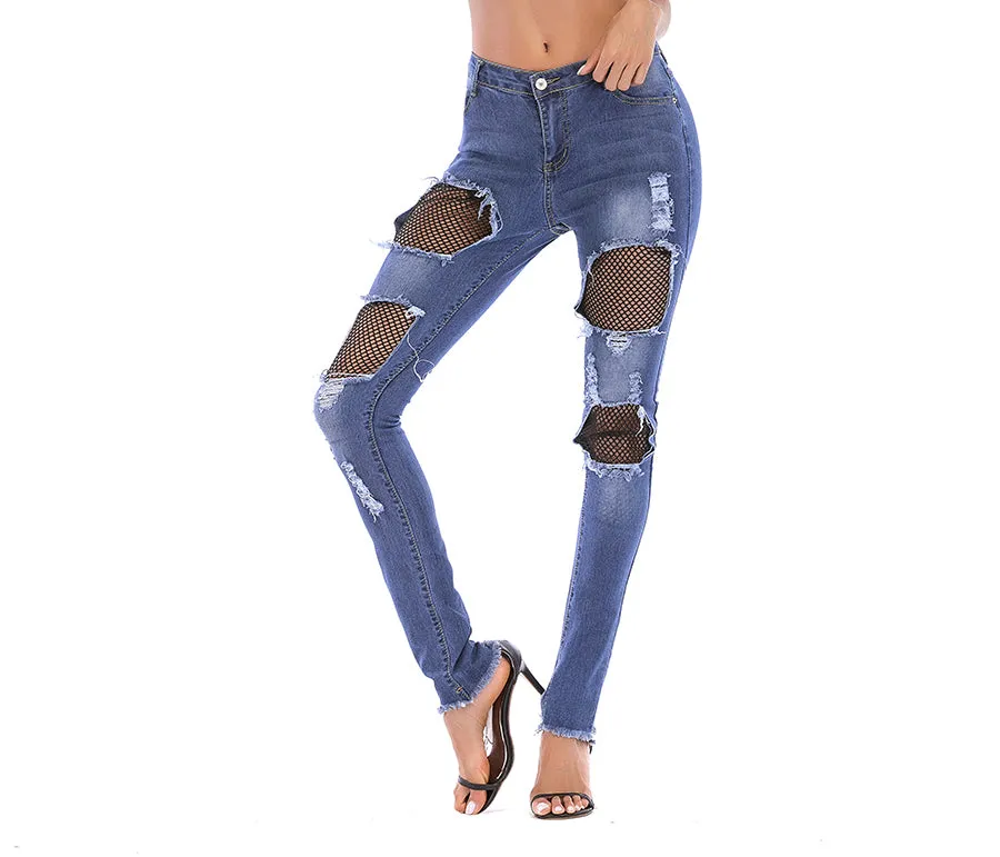 Fashion Lace Women's Denim Trousers
