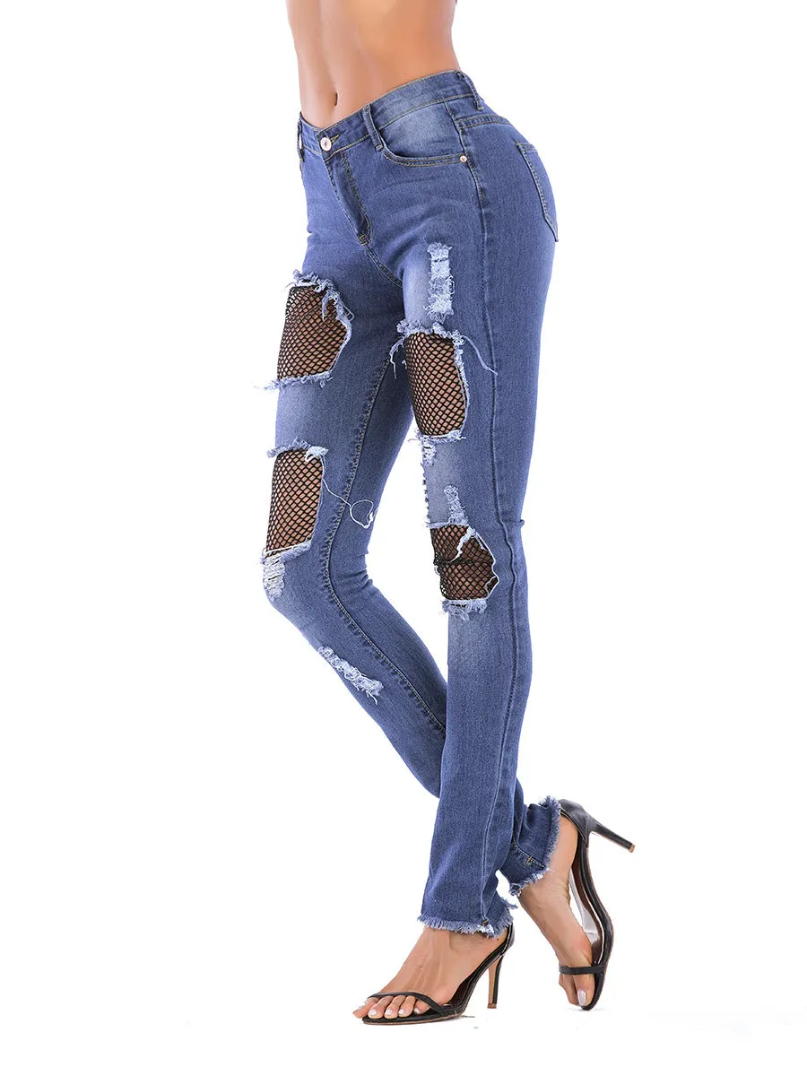 Fashion Lace Women's Denim Trousers