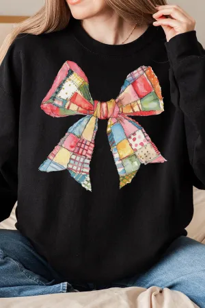 Faux Patchwork Quilt Stripe Bow Unisex NuBlend Crew Sweatshirt