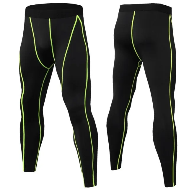 Fitness Men's Running Tights High Elastic Compression Sports Leggings Quick Dry Ankle Length Pants Gym Socks Plus Sizes