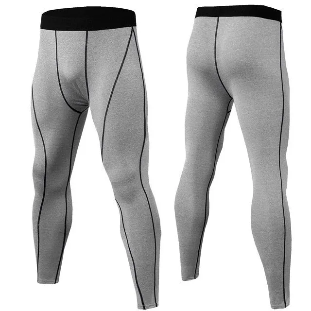 Fitness Men's Running Tights High Elastic Compression Sports Leggings Quick Dry Ankle Length Pants Gym Socks Plus Sizes