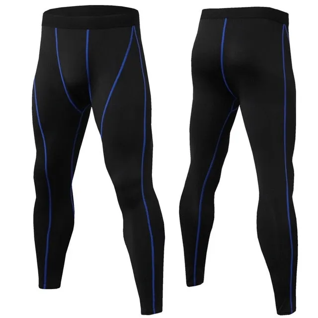 Fitness Men's Running Tights High Elastic Compression Sports Leggings Quick Dry Ankle Length Pants Gym Socks Plus Sizes
