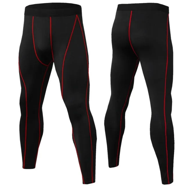 Fitness Men's Running Tights High Elastic Compression Sports Leggings Quick Dry Ankle Length Pants Gym Socks Plus Sizes