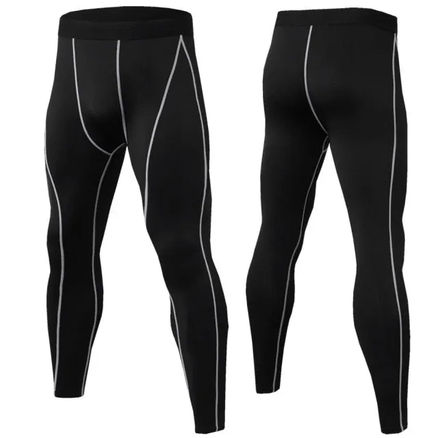 Fitness Men's Running Tights High Elastic Compression Sports Leggings Quick Dry Ankle Length Pants Gym Socks Plus Sizes