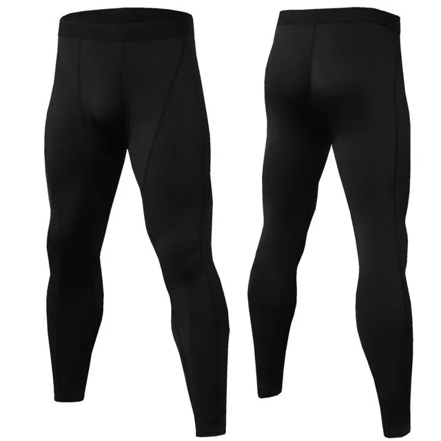 Fitness Men's Running Tights High Elastic Compression Sports Leggings Quick Dry Ankle Length Pants Gym Socks Plus Sizes