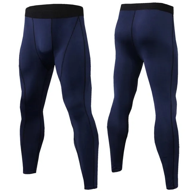 Fitness Men's Running Tights High Elastic Compression Sports Leggings Quick Dry Ankle Length Pants Gym Socks Plus Sizes