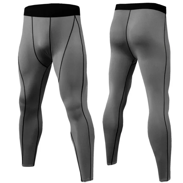 Fitness Men's Running Tights High Elastic Compression Sports Leggings Quick Dry Ankle Length Pants Gym Socks Plus Sizes