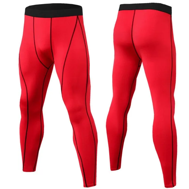 Fitness Men's Running Tights High Elastic Compression Sports Leggings Quick Dry Ankle Length Pants Gym Socks Plus Sizes
