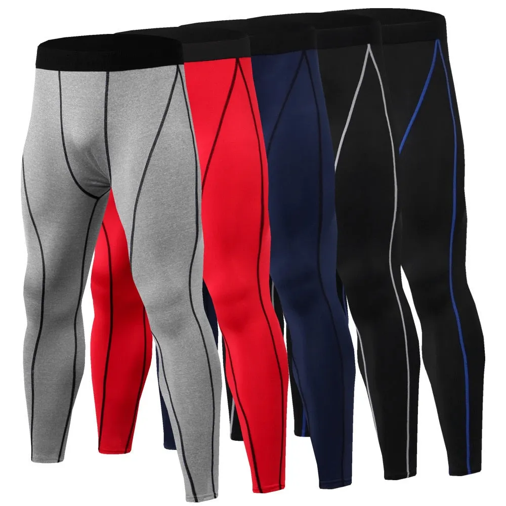 Fitness Men's Running Tights High Elastic Compression Sports Leggings Quick Dry Ankle Length Pants Gym Socks Plus Sizes